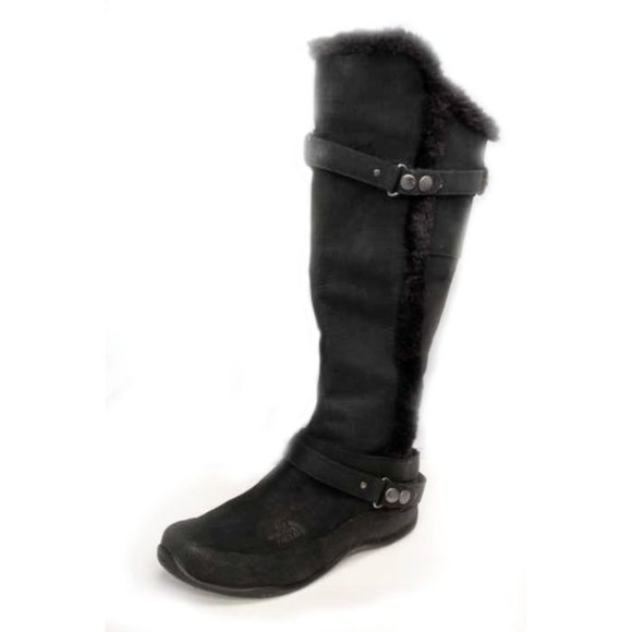 Tall Boots Leather Faux Fur Trim 
